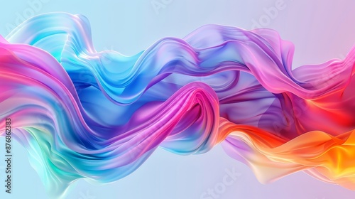 Abstract rainbow-colored wavy shape with a fluid, dynamic form.