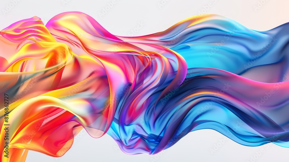 Obraz premium Abstract rainbow-colored wavy shape with a fluid, dynamic form.