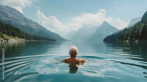 Elderly Person Swimming in ...