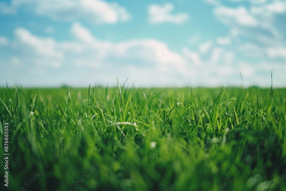 Obraz premium Green field with sky vegetation outdoors horizon.