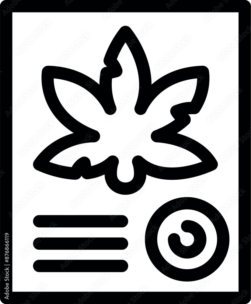 Simple icon of a cannabis product label, showing information about dosage Simple icon of a cannabis product label, showing information about dosage
