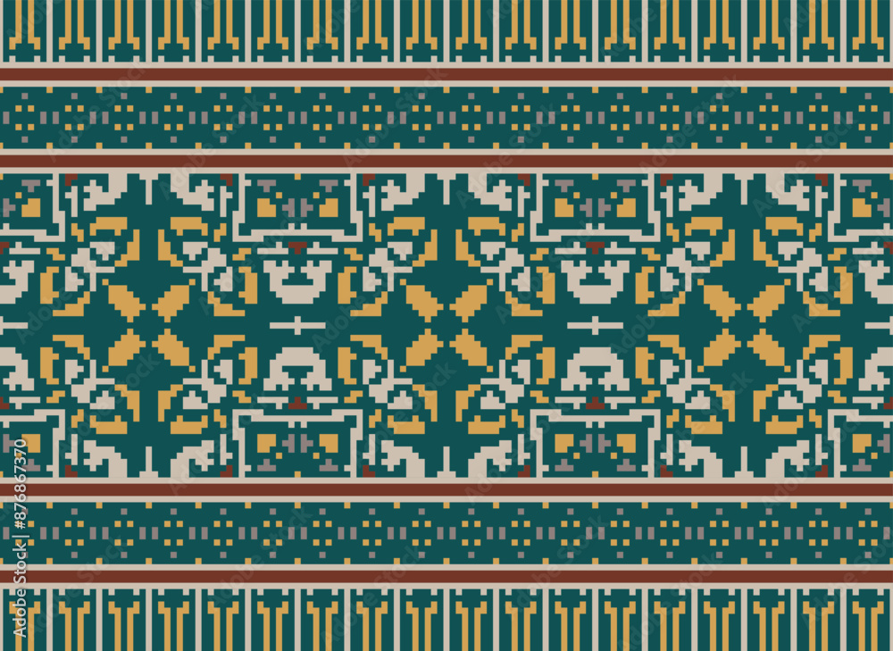 Seamless geometric ethnic asian oriental and tradition pattern design for texture and background. Silk and fabric pattern decoration for carpet, Thai clothing, wrapping and wallpaper Seamless geometric ethnic asian oriental and tradition pattern design for texture and background. Silk and fabric pattern decoration for carpet, Thai clothing, wrapping and wallpaper