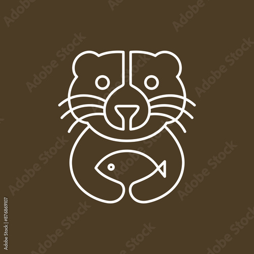 cute bear adorable line logo design vector