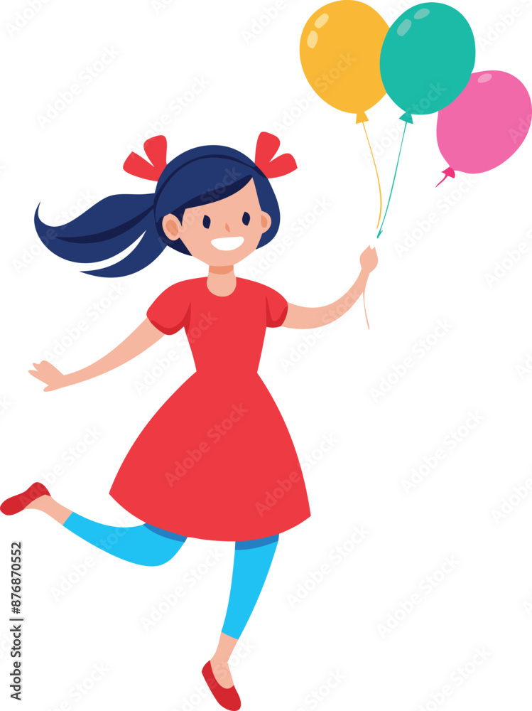 Woman red dress hold balloons Woman red dress hold balloons