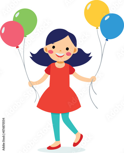 Cheerful girl with balloons