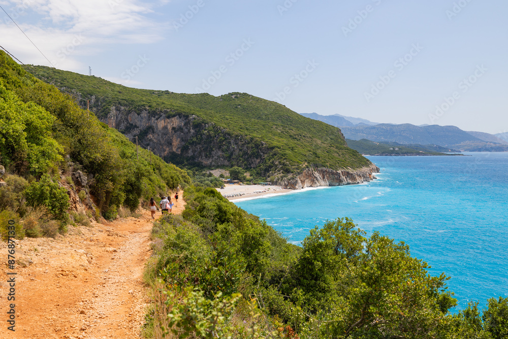 Pathway to Gjipe Beach near Dhermi on the Ionian Sea in southern Albania