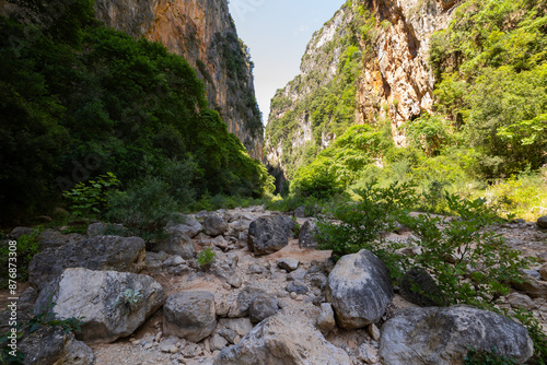 Scenic views of Gjipe Canyon near Gjipe Beach along the southern coast of Albania photo