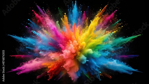 Explosion of colored powder on black background, Explosion, background