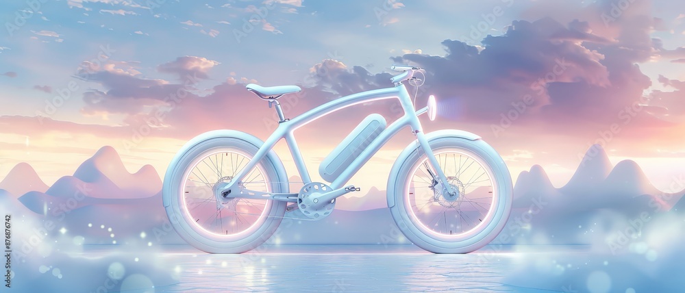 Fototapeta premium White bicycle with a soft, dreamy background.