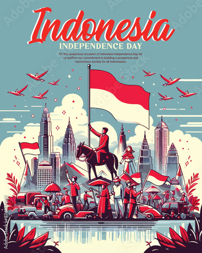 Indonesia Independence Day August 17 Hari Kemerdekaan Social Media Post Template Banner photo