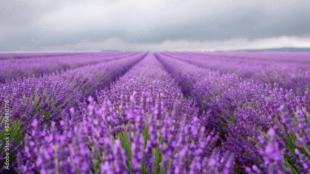 Endless rows of vibrant purple lavender flowers Endless rows of vibrant purple lavender flowers