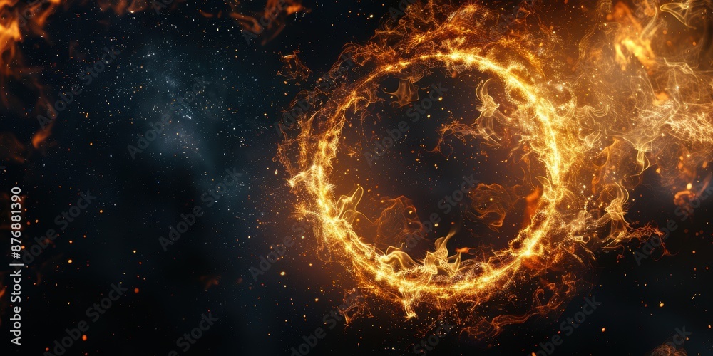 Fototapeta premium Fiery cosmic energy explosion in space