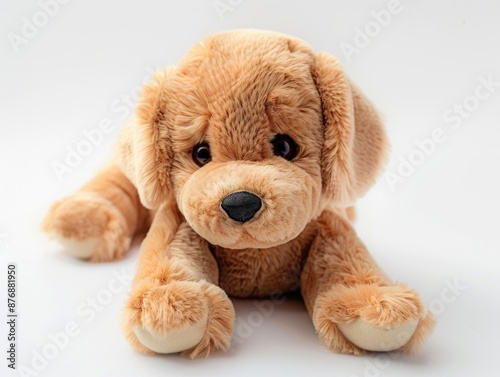 A brown dog toy sitting on a white surface, great for use in various scenarios such as gift wrapping or decoration