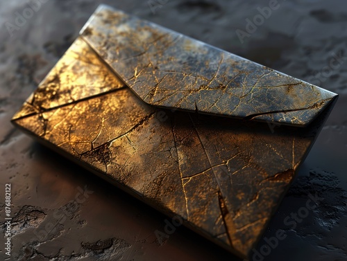 Cracked golden leaf texture on dark background