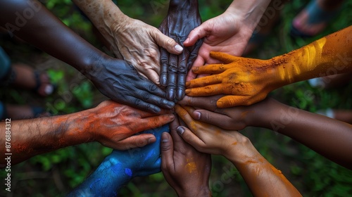 Diverse Group Holding Hands: A diverse group of people holding hands in