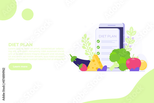 Diet plan schedule checklist concept. Vector illustration