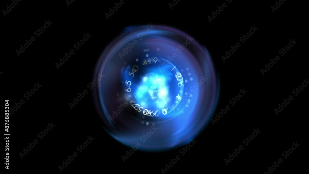 Movement of the digital blue light circle of time consisting of numbers and small blue light energy particles at the center is like a time clock that can travel to every dimension in the universe Movement of the digital blue light circle of time consisting of numbers and small blue light energy particles at the center is like a time clock that can travel to every dimension in the universe