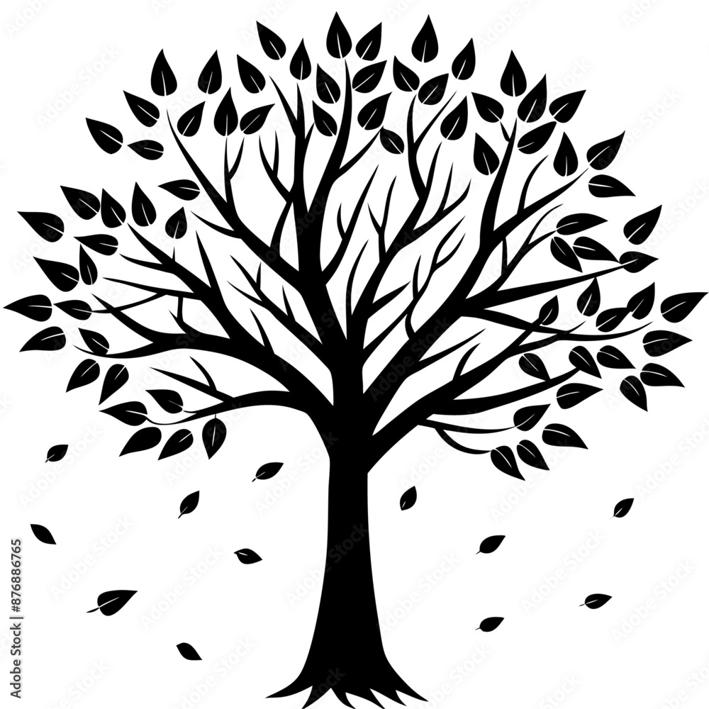 Obraz premium fall tree black silhouette art illustration