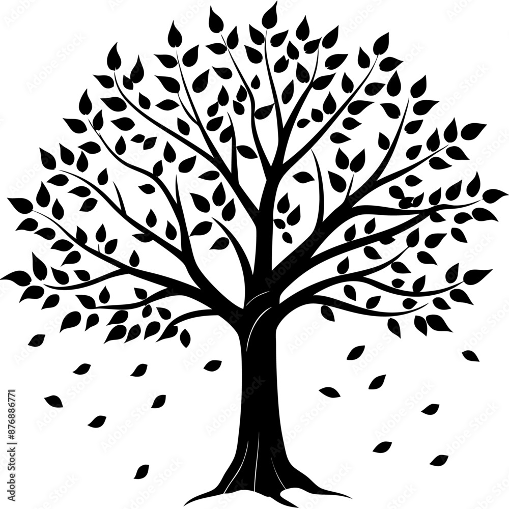 fall tree black silhouette art illustration fall tree black silhouette art illustration