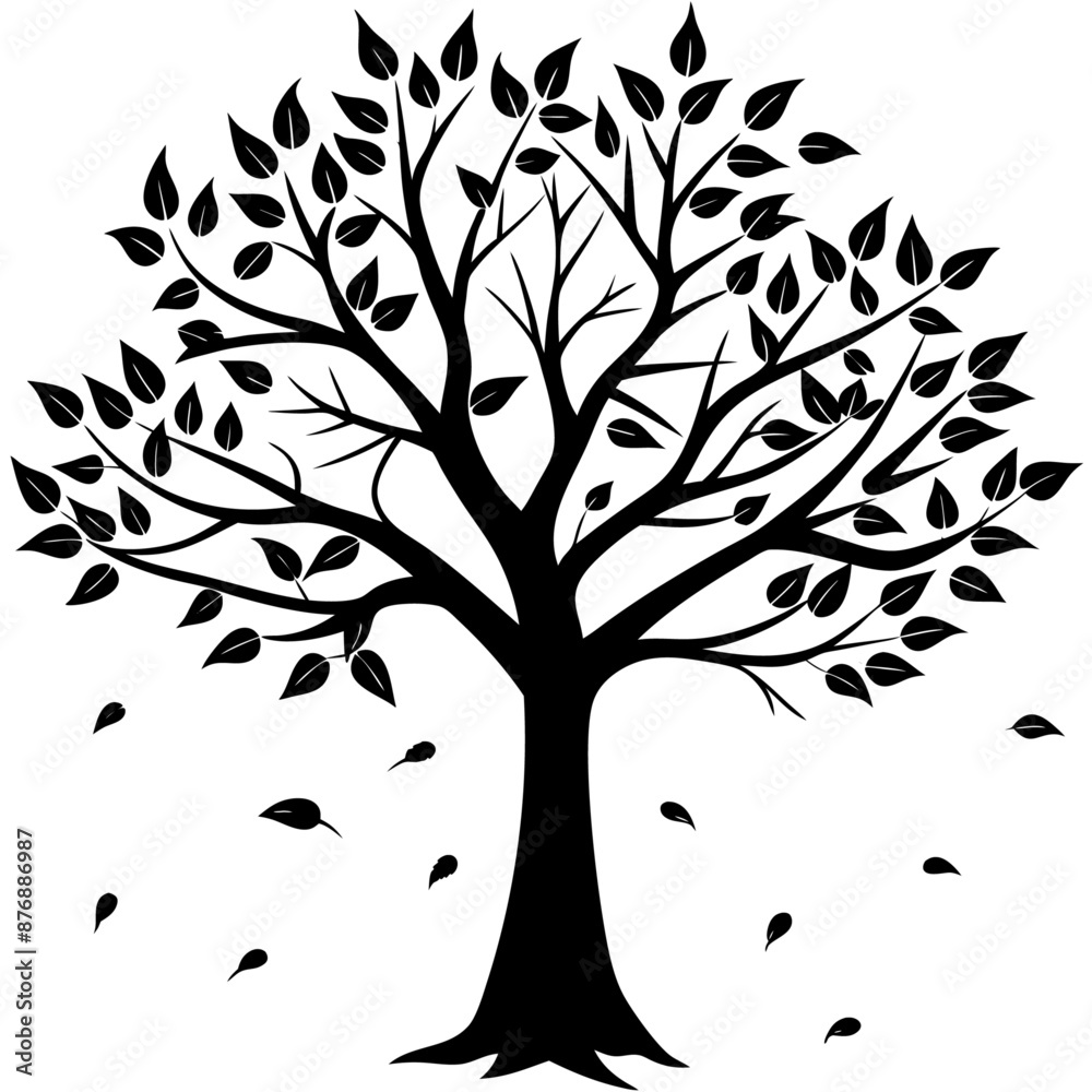 Obraz premium fall tree black silhouette art illustration