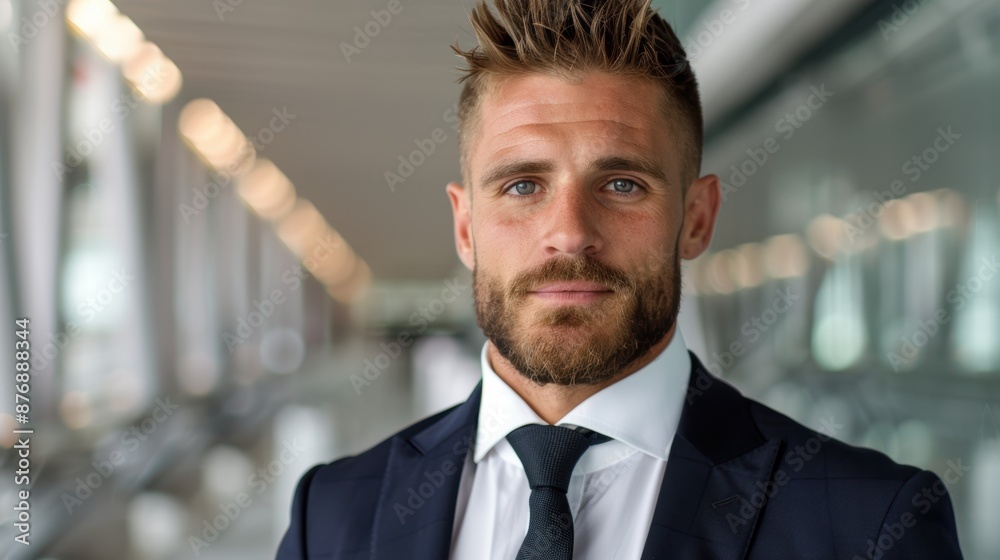 Fototapeta premium Confident businessman with beard and suit