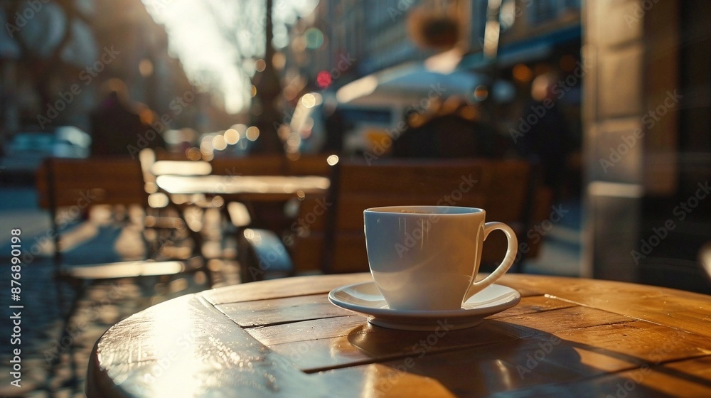 coffee cup on the table on the street coffee cup on the table on the street