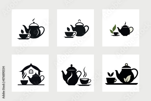 Tea house logo vector illustration.
