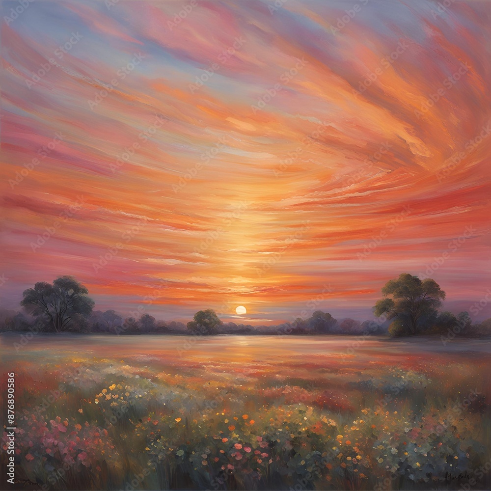 Spectrum of Delicate Shades in a Radiant Sunset Sky Evening Tranquility
Spectrum of Delicate Shades in a Radiant Sunset Sky Evening Tranquility