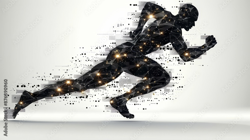 abstract illustration of a running flying man. abstract illustration of a running flying man.