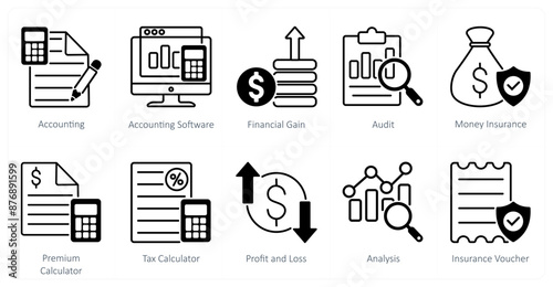 A set of 10 Mix icons as accounting, accounting software, financial gain
