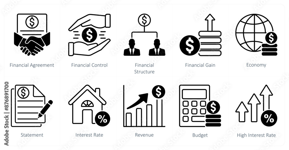 Fototapeta premium A set of 10 Mix icons as financial agreement, financial control