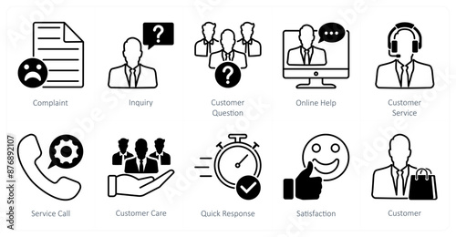 A set of 10 Mix icons as complaint, inquiry, customer question