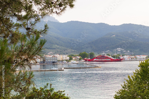 Limenas Port, Thassos Ferryboats and beach, Greece photo