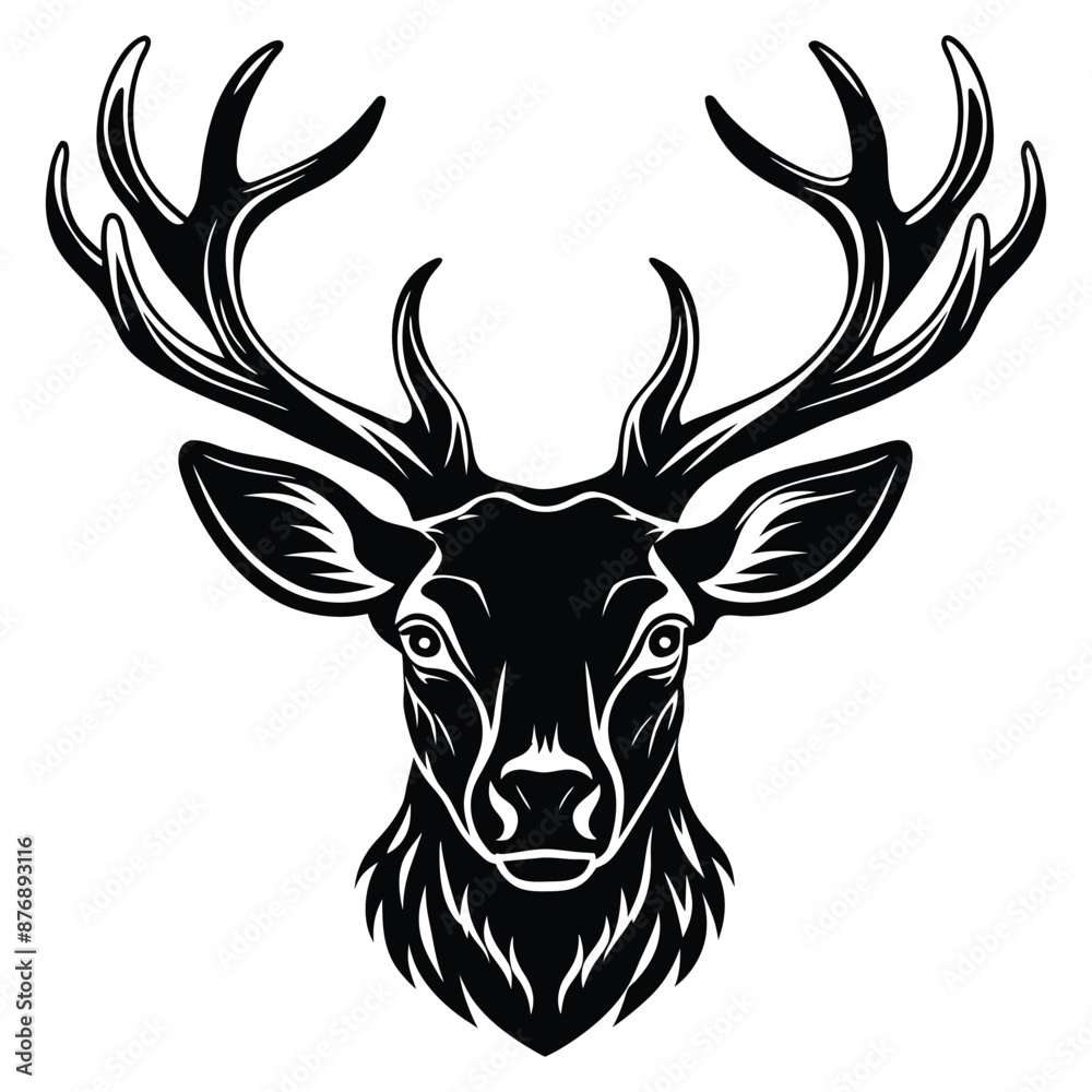 Naklejka premium coloring book Deer head silhouette on vector art illustration