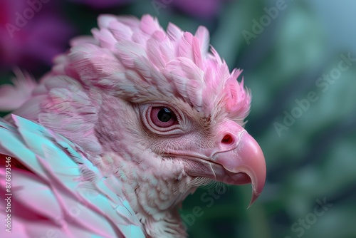 Close-up of a vibrant pink cockatoo photo