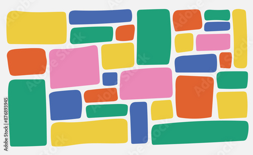Set of multicolored rectangle shape. Drawing organic blank background. Color speech bubble blobs. Textbox in doodle and hand drawn style.