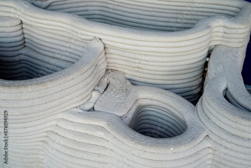 Fototapeta Naklejka Na Ścianę i Meble -  3D printing coral houses. Green solution promotes coral reef restoration with innovative 3D printing technology. Green technology with eco-friendly additive manufacturing for sustainable development.