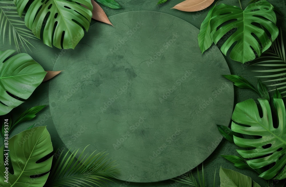 Fototapeta premium tropical leaves background with copy space