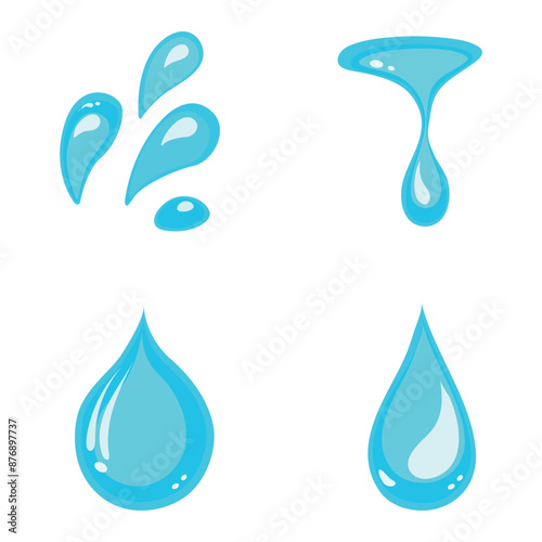 Water set. Blue water drop vector icon. Form with a logo in the form of a flat drop.