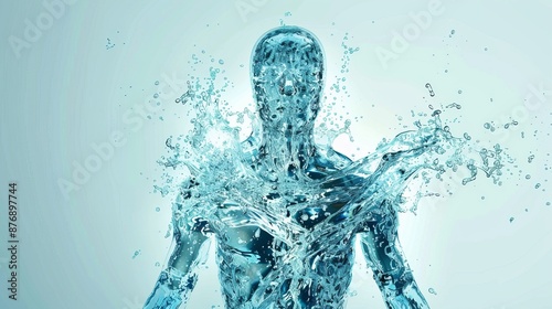 full human body shape made of water frontal view