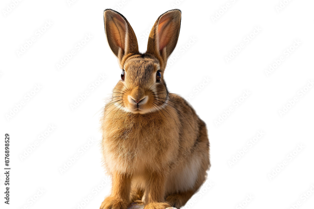 A Curious Bunnys Daybreak Gaze. on a White or Clear Surface PNG Transparent Background. A Curious Bunnys Daybreak Gaze. on a White or Clear Surface PNG Transparent Background.