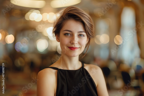 Elegant and Confident Woman Posing in the Vibrant City Lights