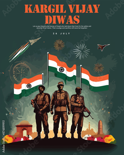 Kargil Vijay Diwas 26th July India Celebration Social Media Post Template Banner photo