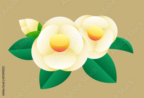 白い椿のイラスト