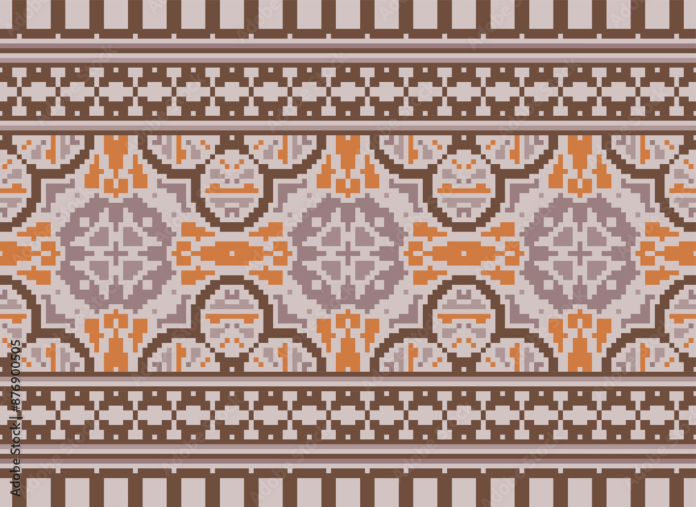 Beautiful ikat ethnic pattern. Seamless pattern in tribal, folk embroidery, and Mexican style; Abstract ethnic Aztec art. Geometric seamless pattern in tribal.