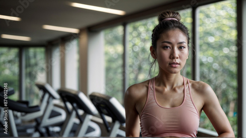 Woman Runs on Treadmill in Fitness Center © ABAStock