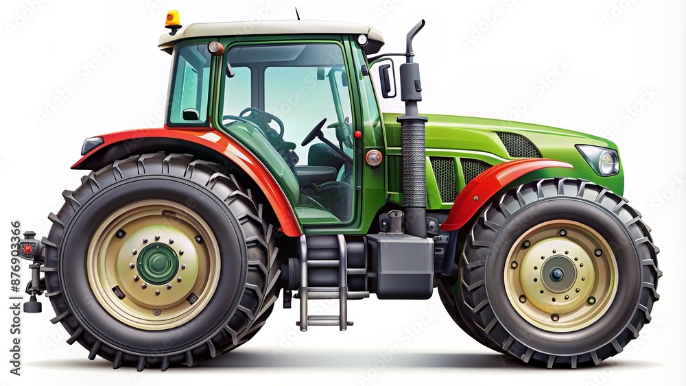 Obraz premium Tractor Isolated On White Background, Side View. Vector Illustration.