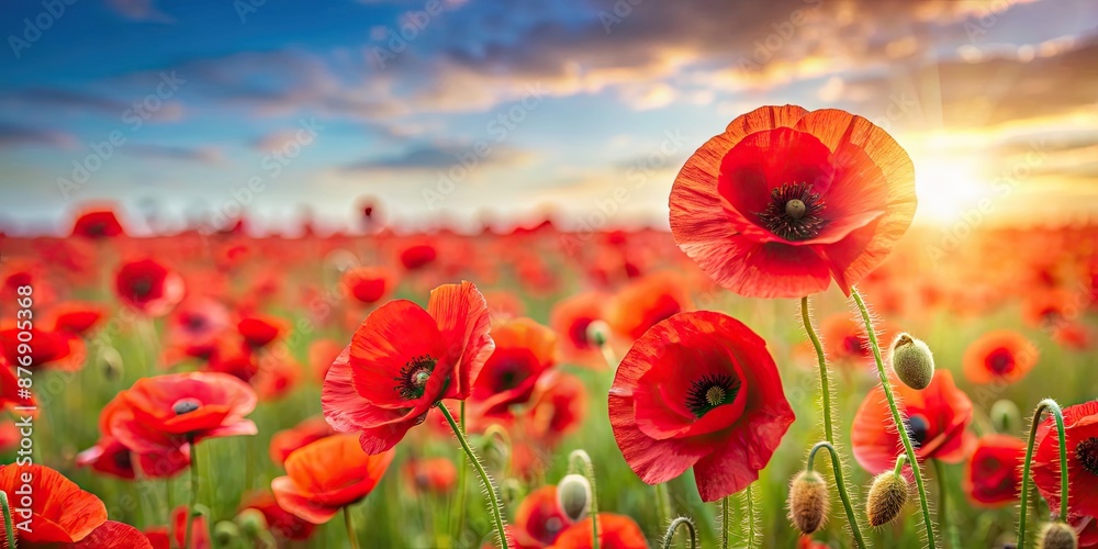 Victory in Europe Day celebration with poppy flowers , V-E Day, Ukraine Victory Day, Victory Day, poppy flowers, remembrance