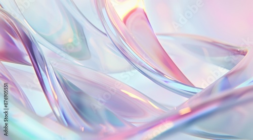 Abstract background with clear glass ribbons. Shiny, pastel colors.