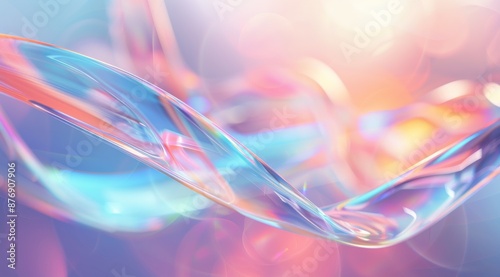 Abstract background with clear glass ribbons. Shiny, pastel colors.